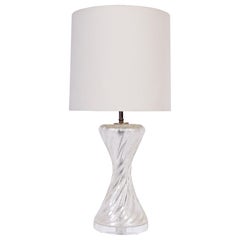 Murano Glass Translucent "Twist" Table Lamp with Silver Inclusions, 1950's