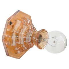 Shimmery Art Deco Peach Molded Glass Wall Mount Socket Sconce