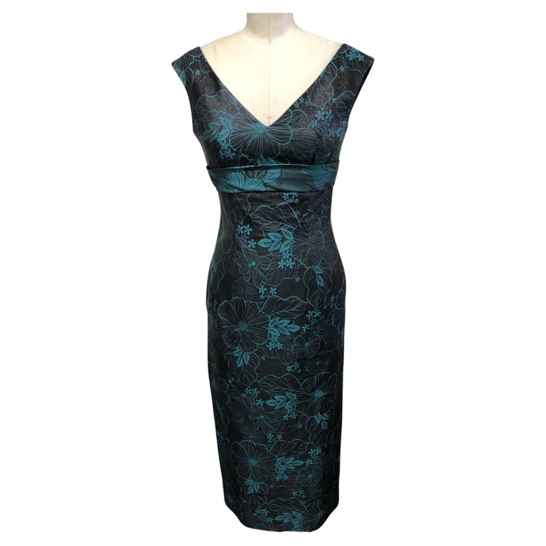 Shimmery Black And Turquoise V Neck Slim Dress With Back Bow Shimmery Black And Turquoise V Neck Slim Dress With Back Bow