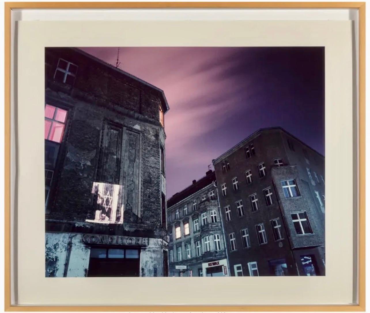 Shimon Attie (b. 1957) 
Joachimstrasse, Ecke, Auguststrasse, Berlin, 1994 
Edition 3/3
Dye coupler print on Kodak Ektacolor paper 
27 x 34 inches (68.6 x 86.4 cm) (image) 34 x 40 inches (sheet) Presents well. 
Framed Dimensions 36.25 X 42.5 

From