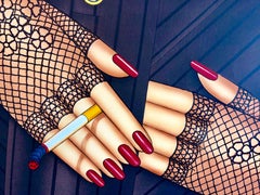 Russian Pop Art Silkscreen Smoking Crossed Hands Mains Croisees Serigraph