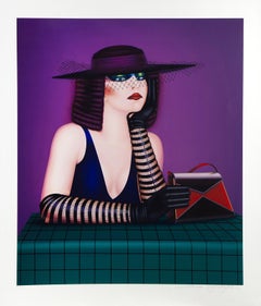 Woman with Bag, Art Deco Screen Print by Shimon Okshteyn