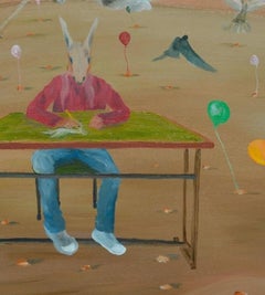 Art Student, Surrealist Oil Painting, 21st Century, New, 59x68.5 in