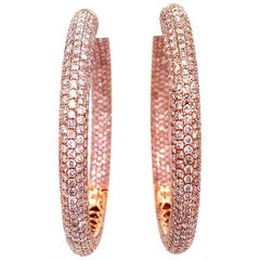 Shimon's Creations / 18K Rose Gold / Pave Diamond / Hoop Earrings with 13.25ct