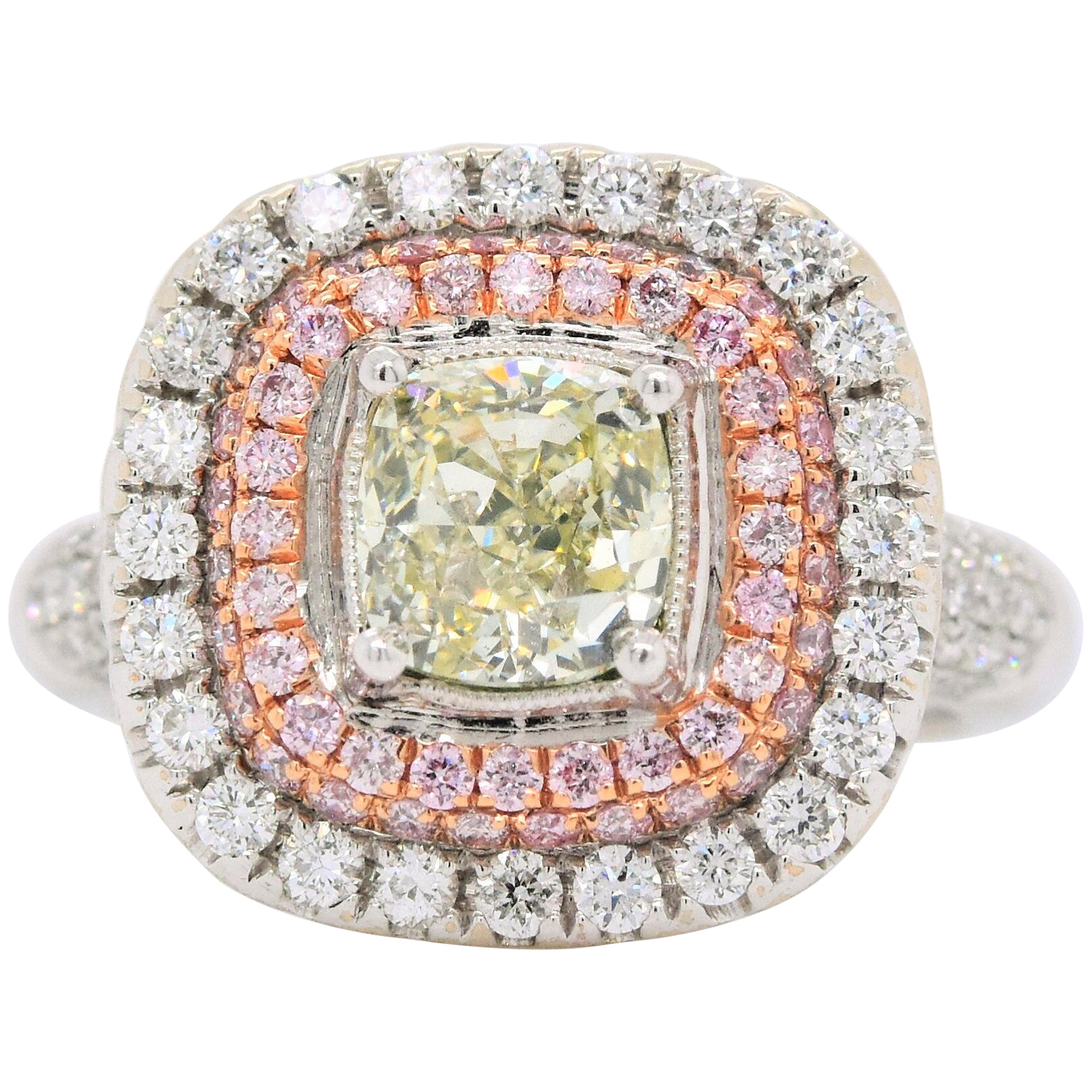 Shimon's Creations Cushion Diamond Double Halo Engagement Ring