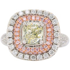 Shimon's Creations Cushion Diamond Double Halo Engagement Ring