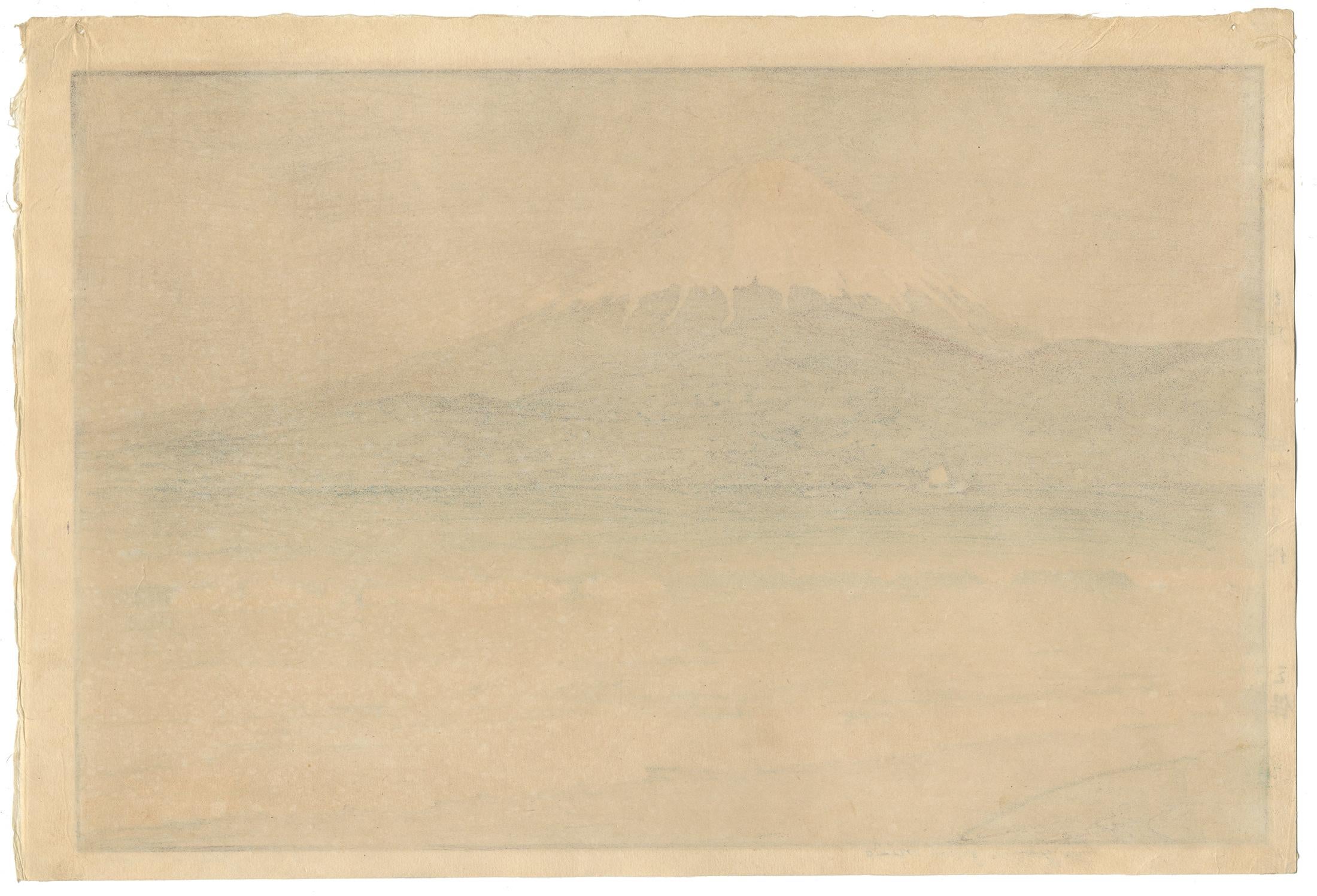 Artist: Hiroshi Yoshida (1876-1950)
Title: Miho Cape
Date: 1935 
Publisher: Original pencil signature 
Dimensions: 40.6 x 27.2 cm

The bay of Miho in Shizuoka Prefecture is famed for its twisting seaside pines. The locale became the setting