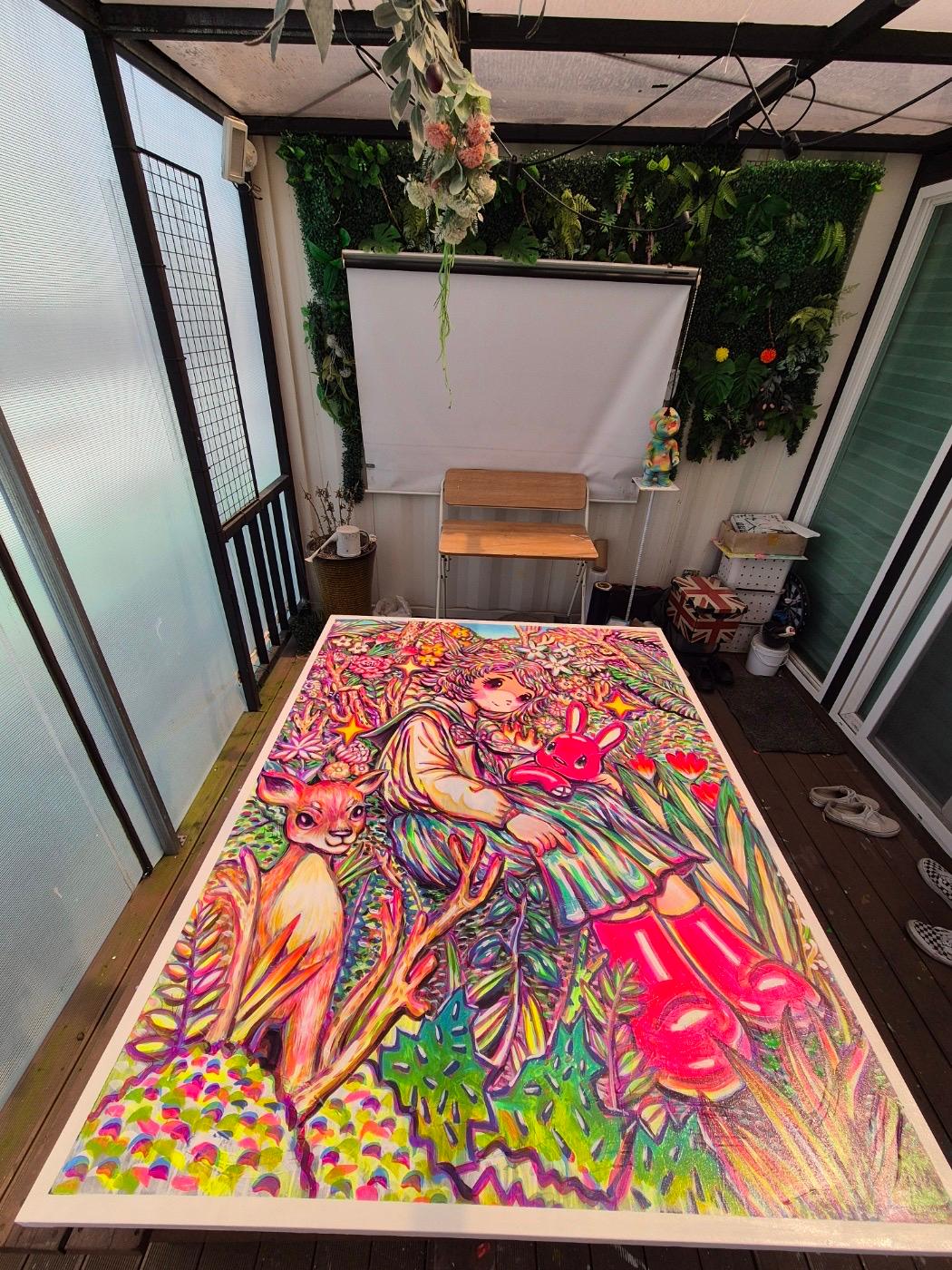Koreanische Contemporary Art von Shin Seung-Hun - Chunja und Pink Rabbit im Angebot 1