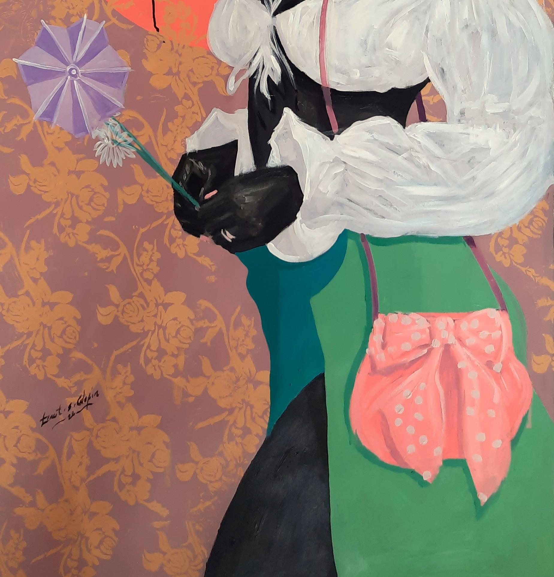 Elegancia Negra (Mujer) - Painting Contemporáneo de Shina Ernest Odofin
