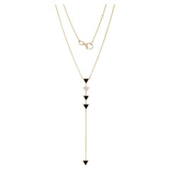 Shine Black Enamel 14K (or 18k upon request) Yellow Gold Lariat Necklace