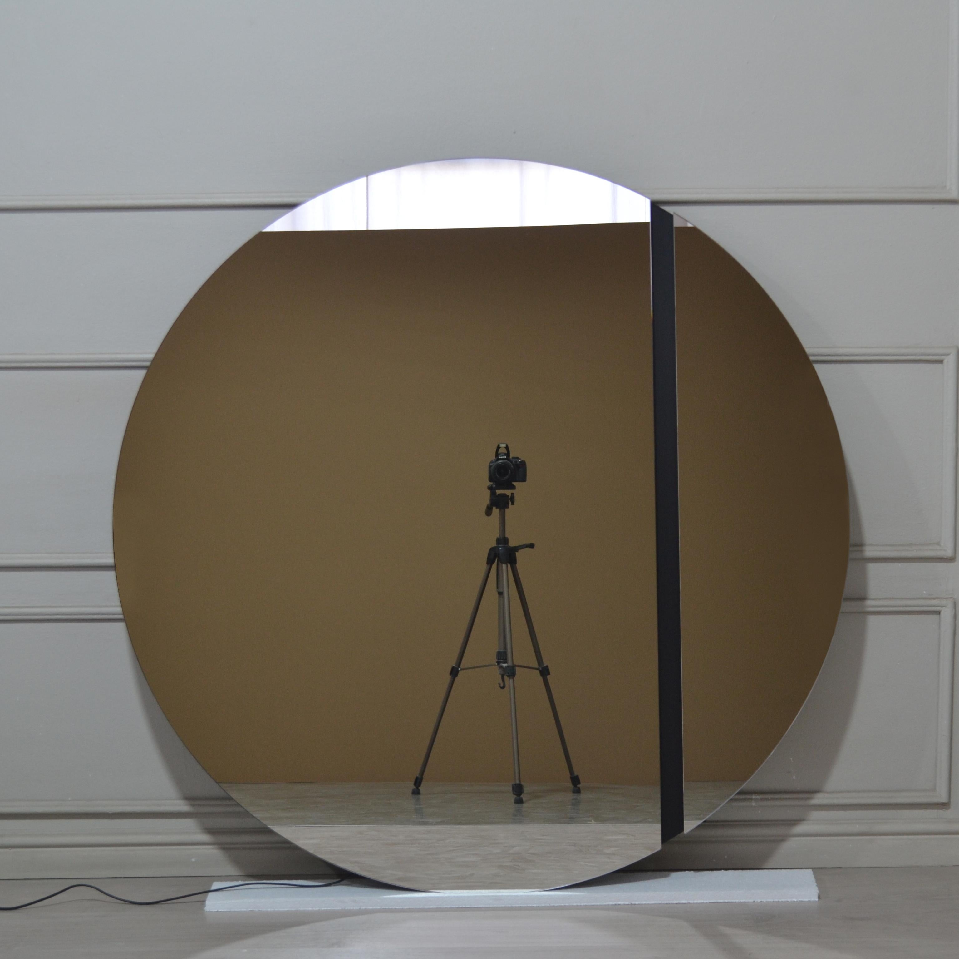  Miroir circulaire rond brillant de 120 cm avec lampe d'ambiance LED  en vente 2