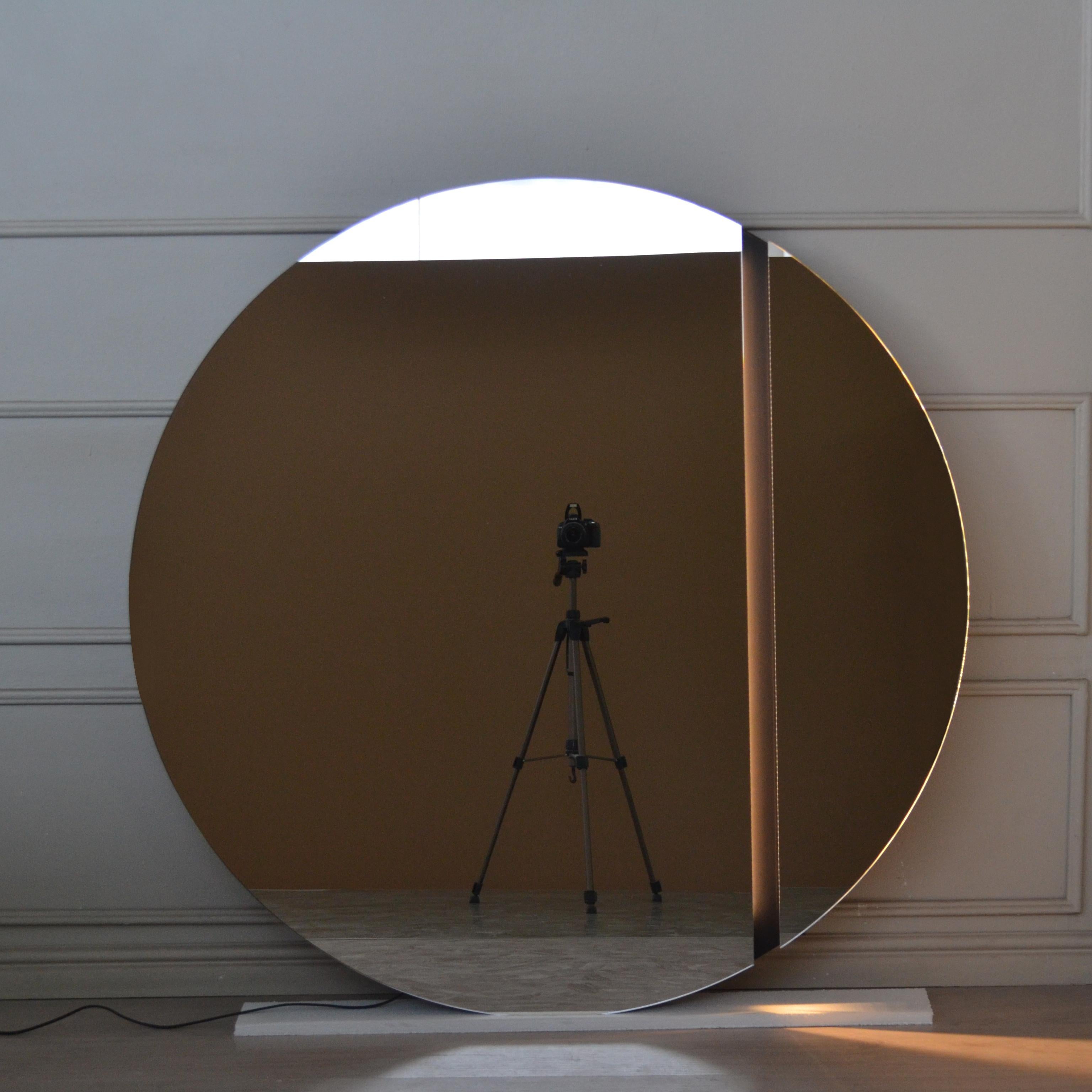  Miroir circulaire rond brillant de 120 cm avec lampe d'ambiance LED  en vente 3