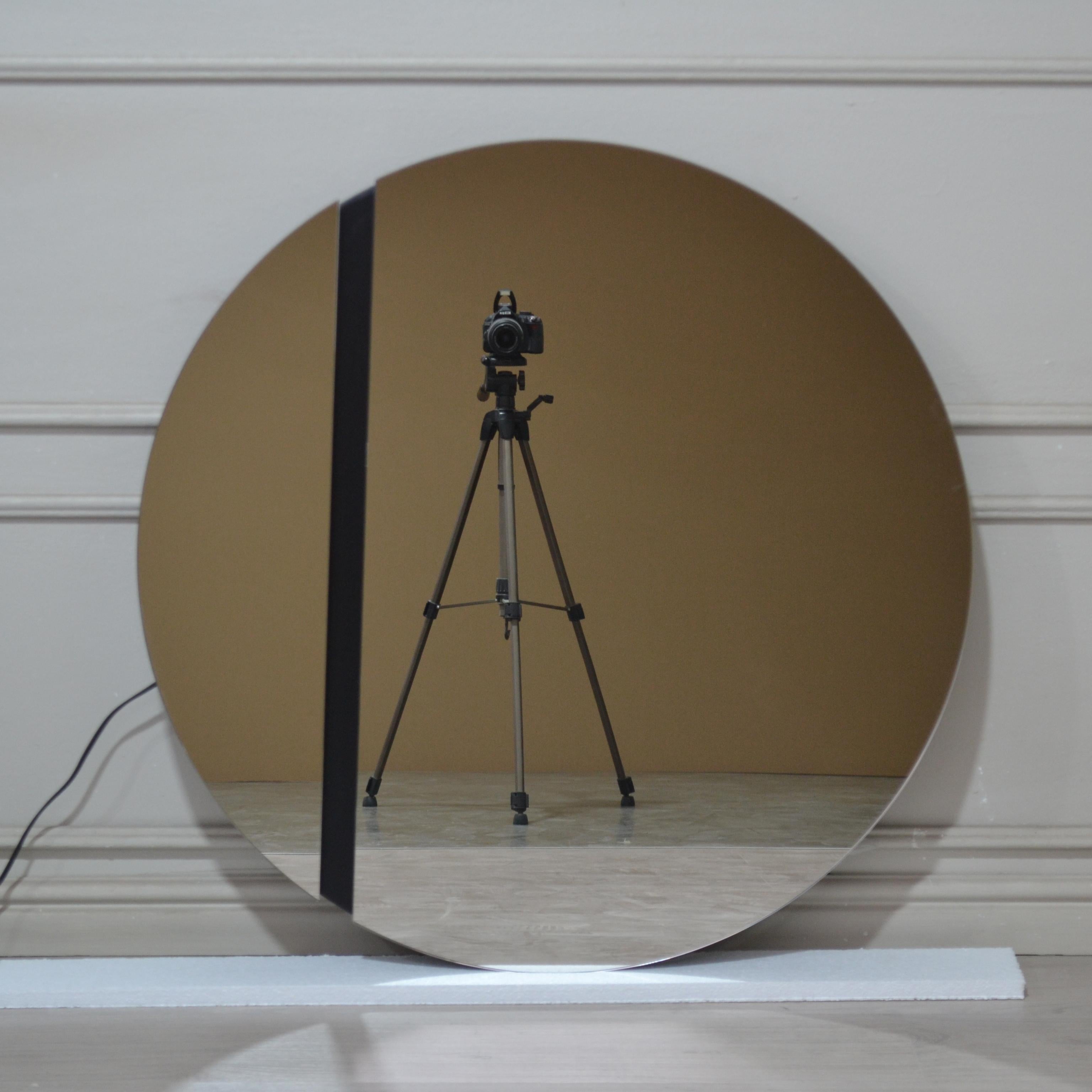  Miroir circulaire rond brillant de 80 cm avec lampe d'ambiance LED  en vente 2