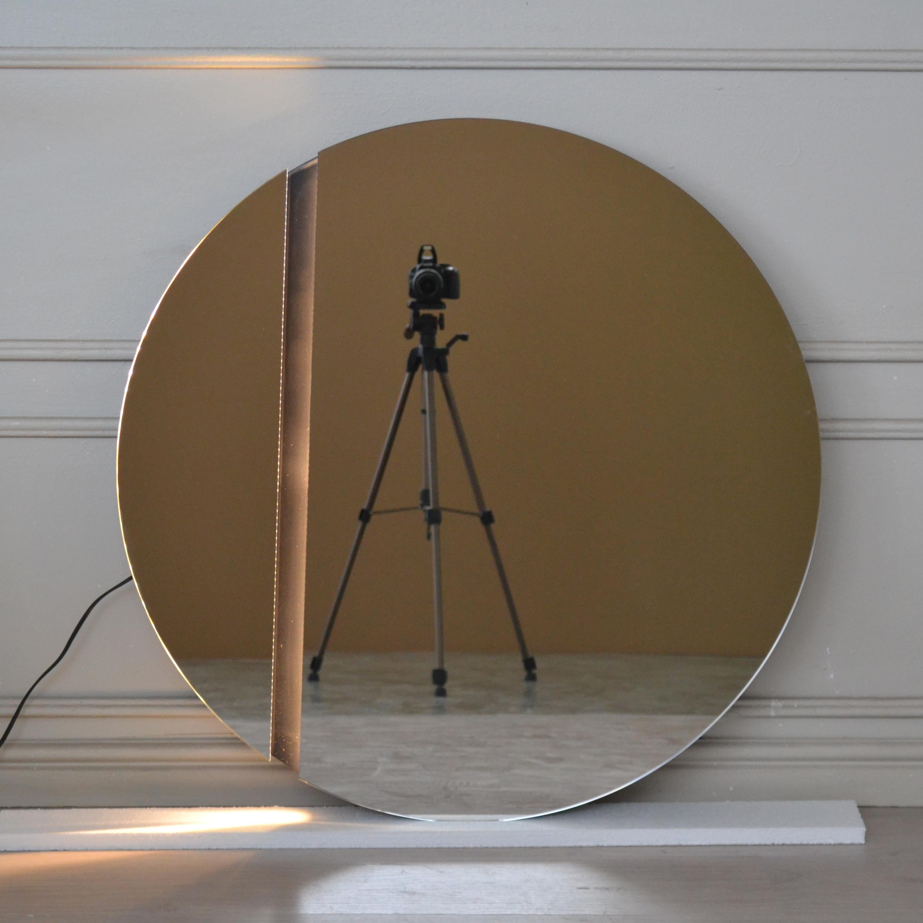  Miroir circulaire rond brillant de 80 cm avec lampe d'ambiance LED  en vente 3