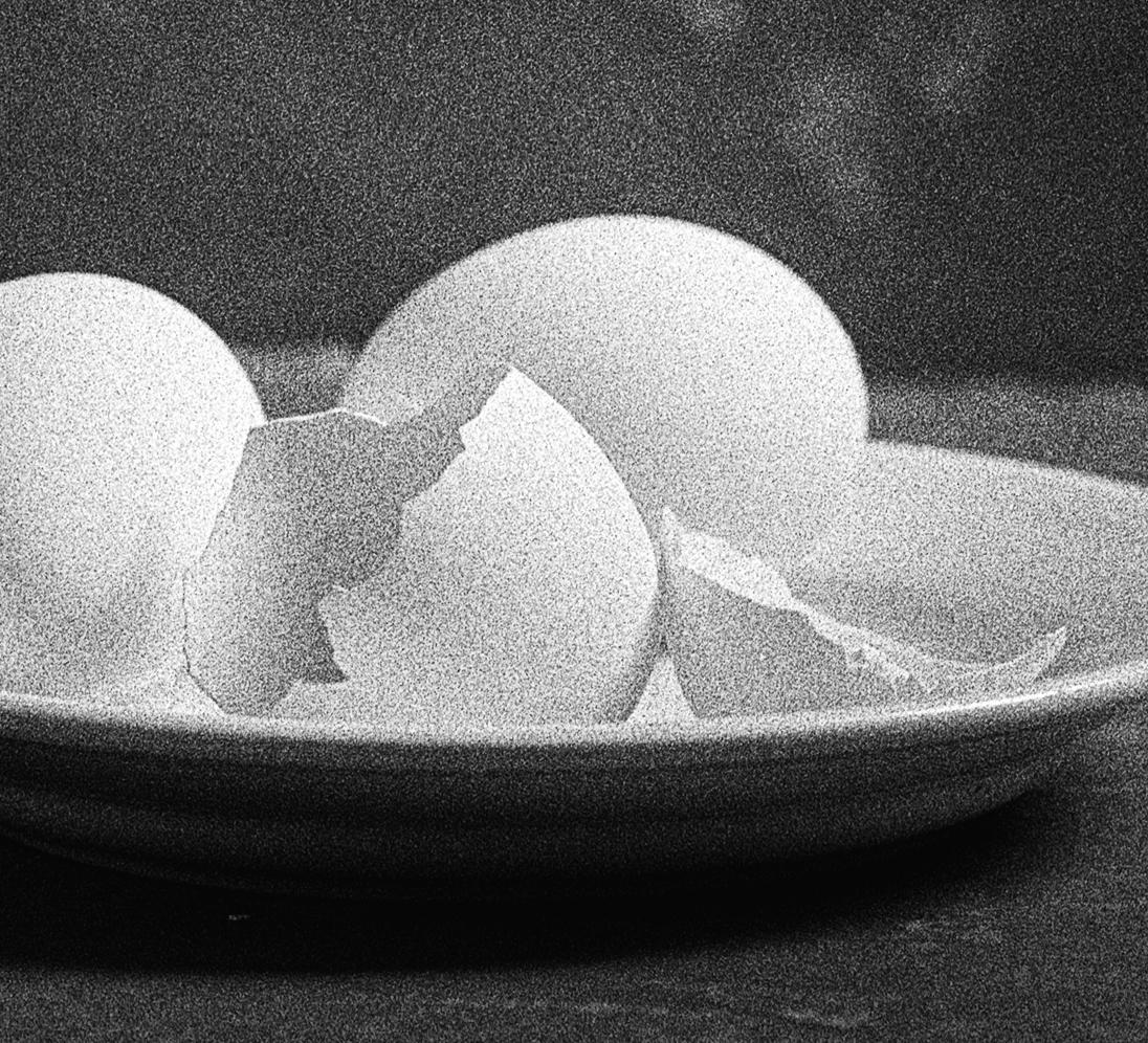 Egg Study 5. Still Life . Black and White Silver Gelatin Print - Minimalist Photograph by Shine Huang