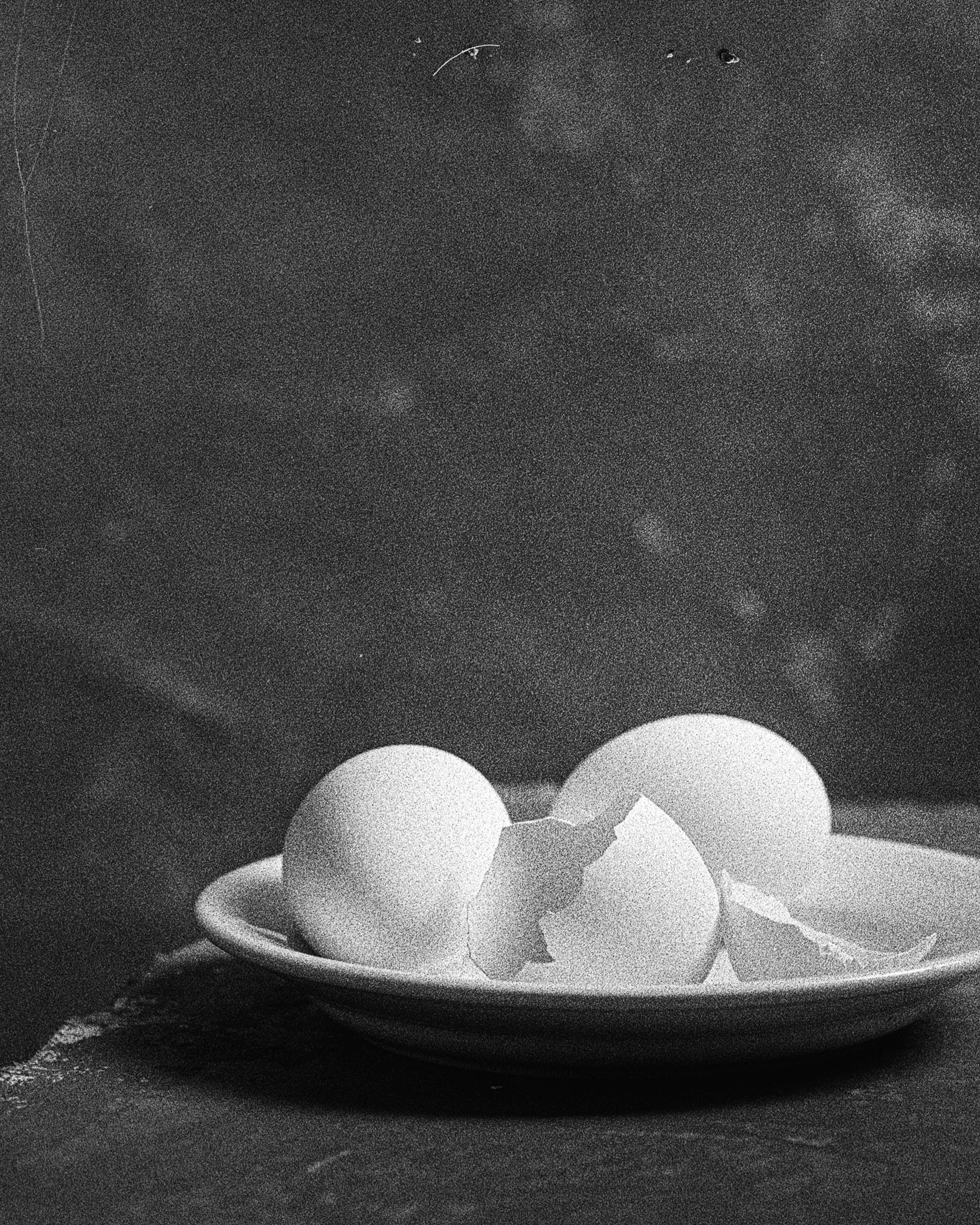 Shine Huang Abstract Photograph - Egg Study 5. Still Life . Black and White Silver Gelatin Print