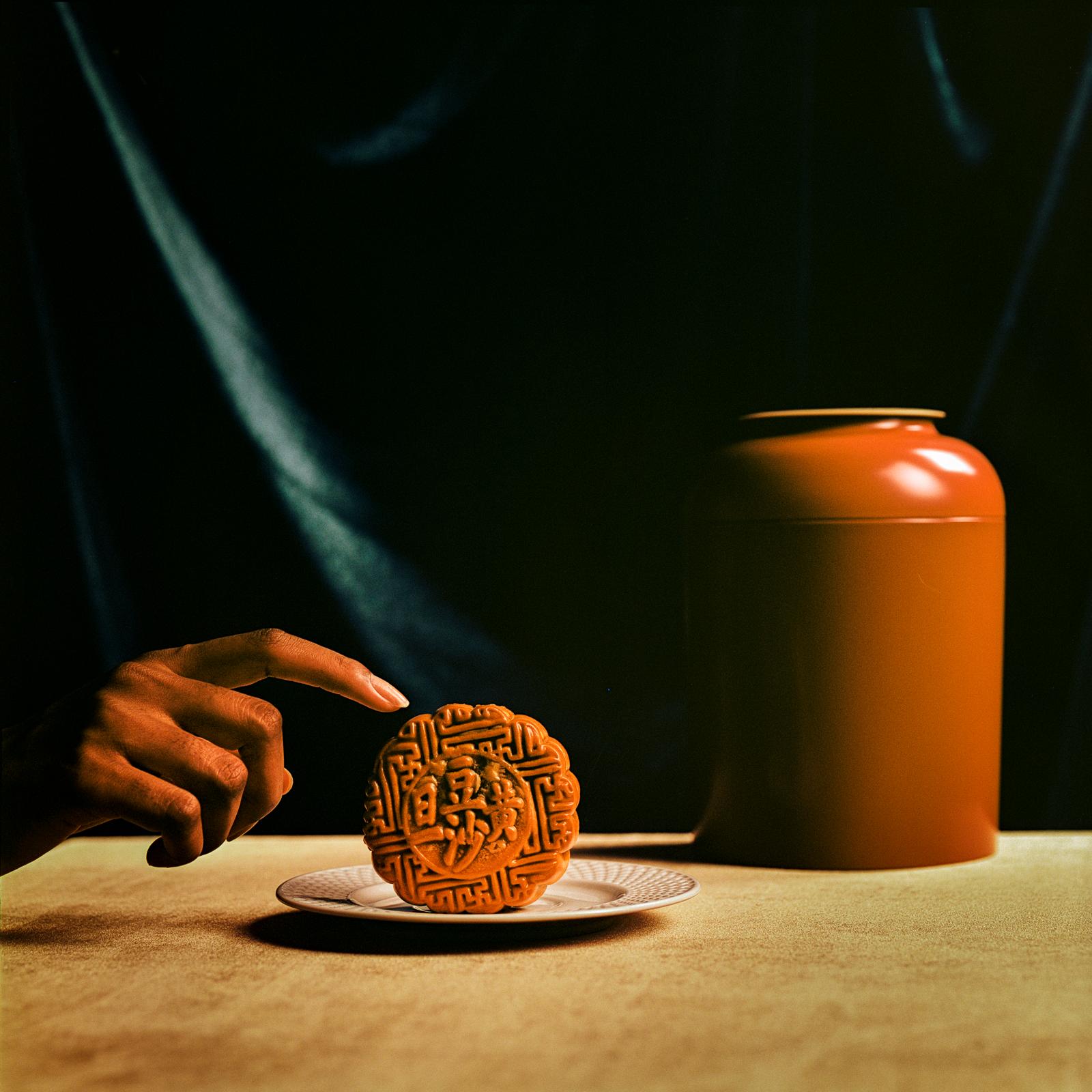 Mooncake I and II, Diptych. Still Life Color Photographs - Black Still-Life Photograph by Shine Huang