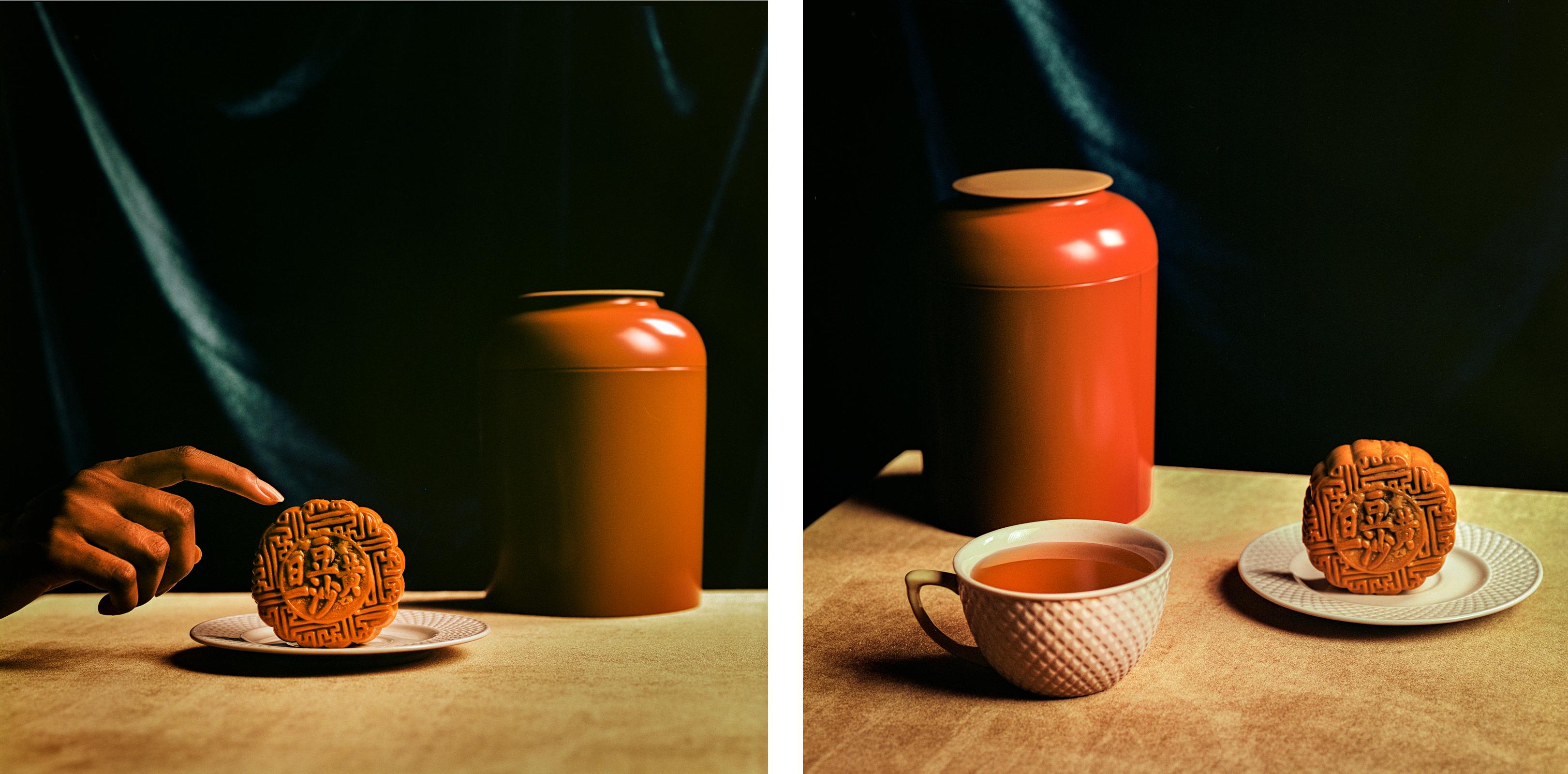 Still-Life Photograph de Shine Huang - Pastel de Luna I y II, Díptico. Fotografías en color de bodegones