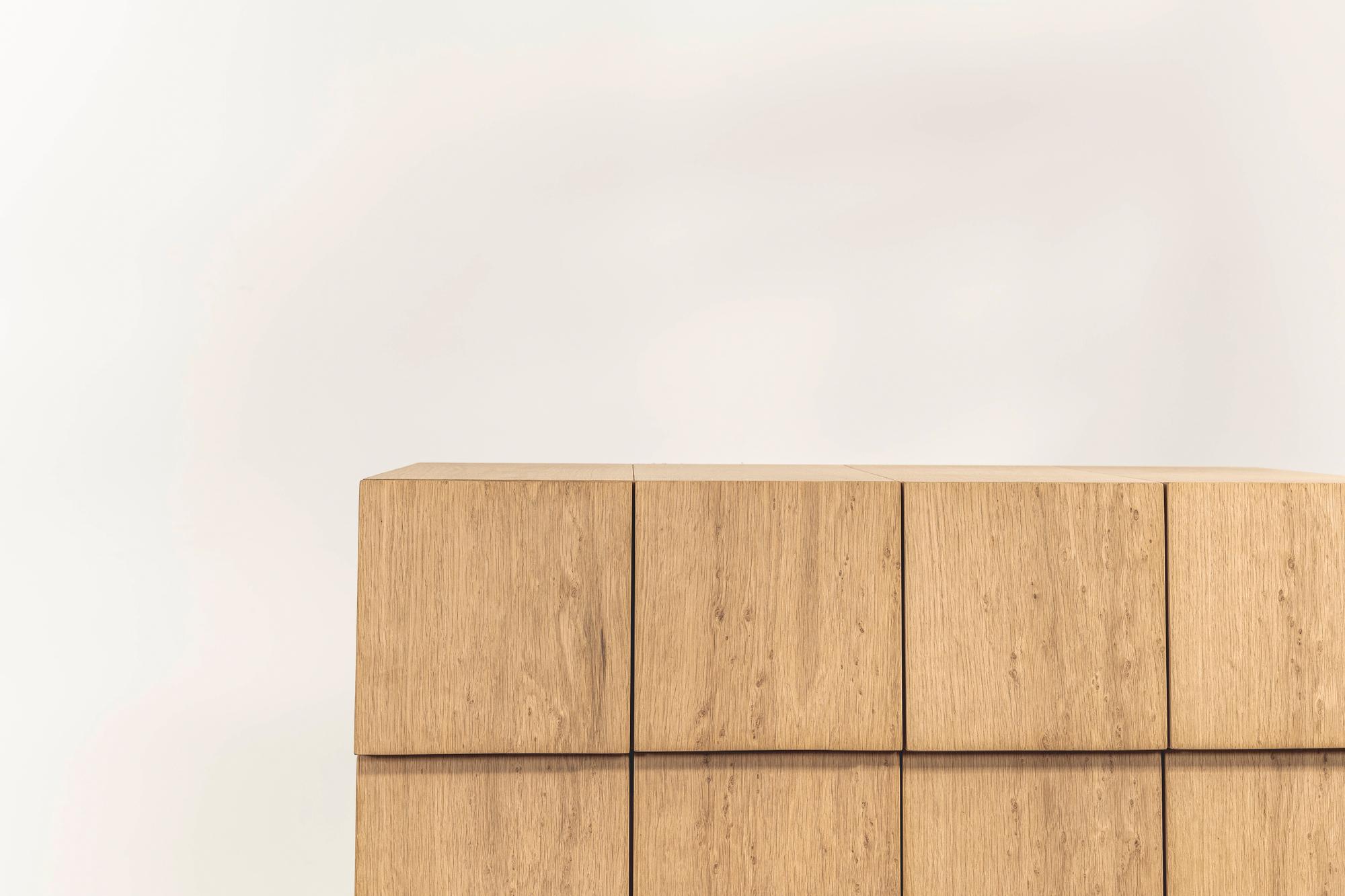 Oak Shingle Cabinet by Shin and Tomoko Azumi, Handmade Chest of Drawers For Sale