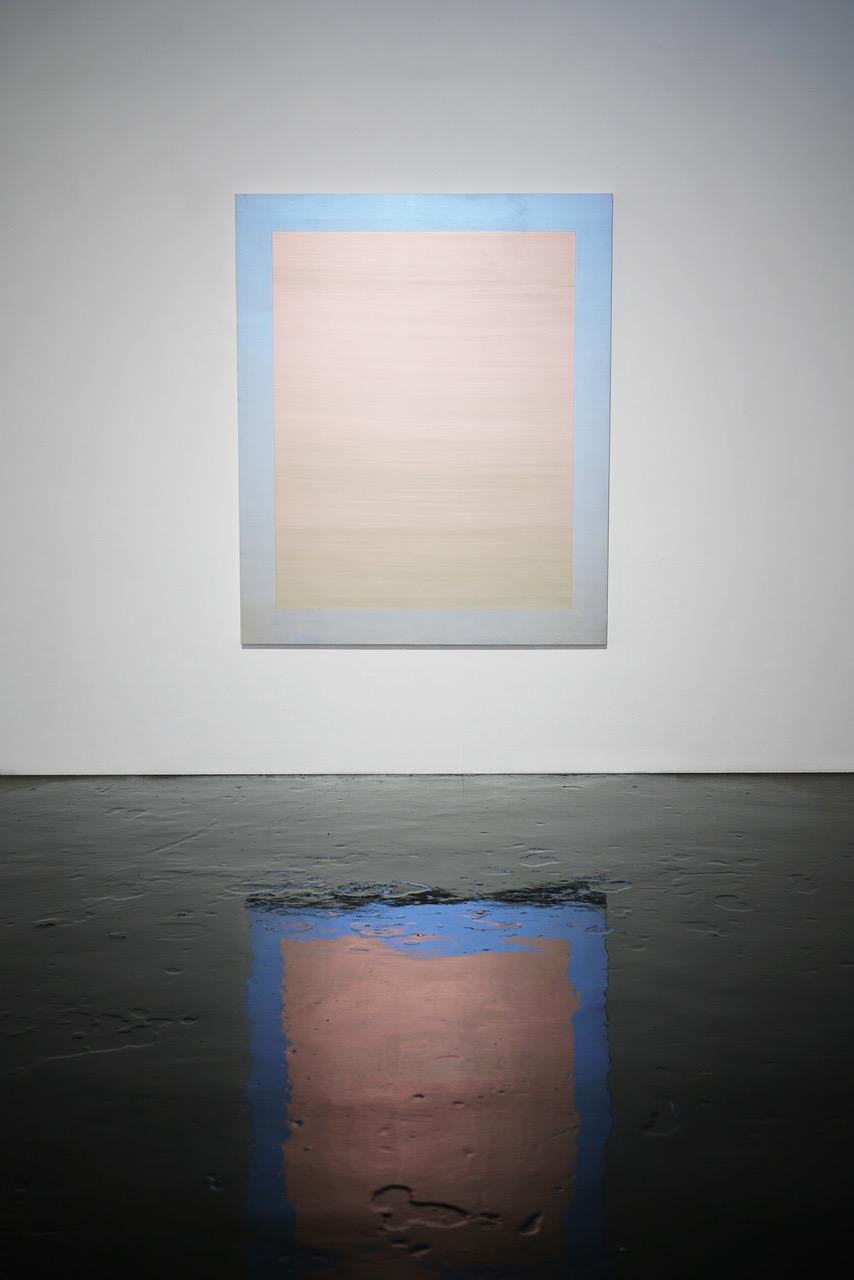 Mirroring Light (cerulean-scarlet) - Painting by Shingo Francis