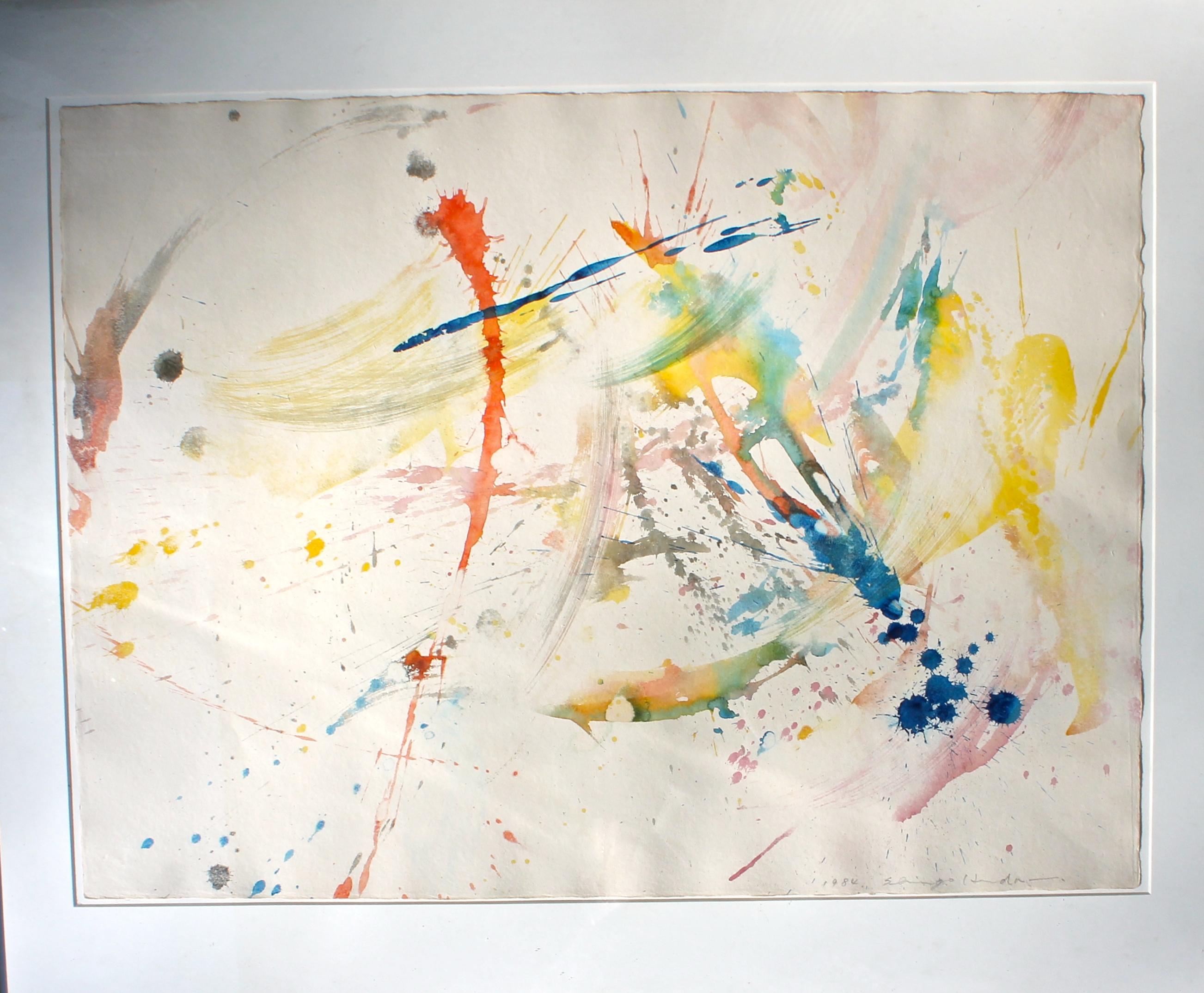 Modern Shingo Honda  'To White Space' Series Abstract Expressionist Watercolor For Sale