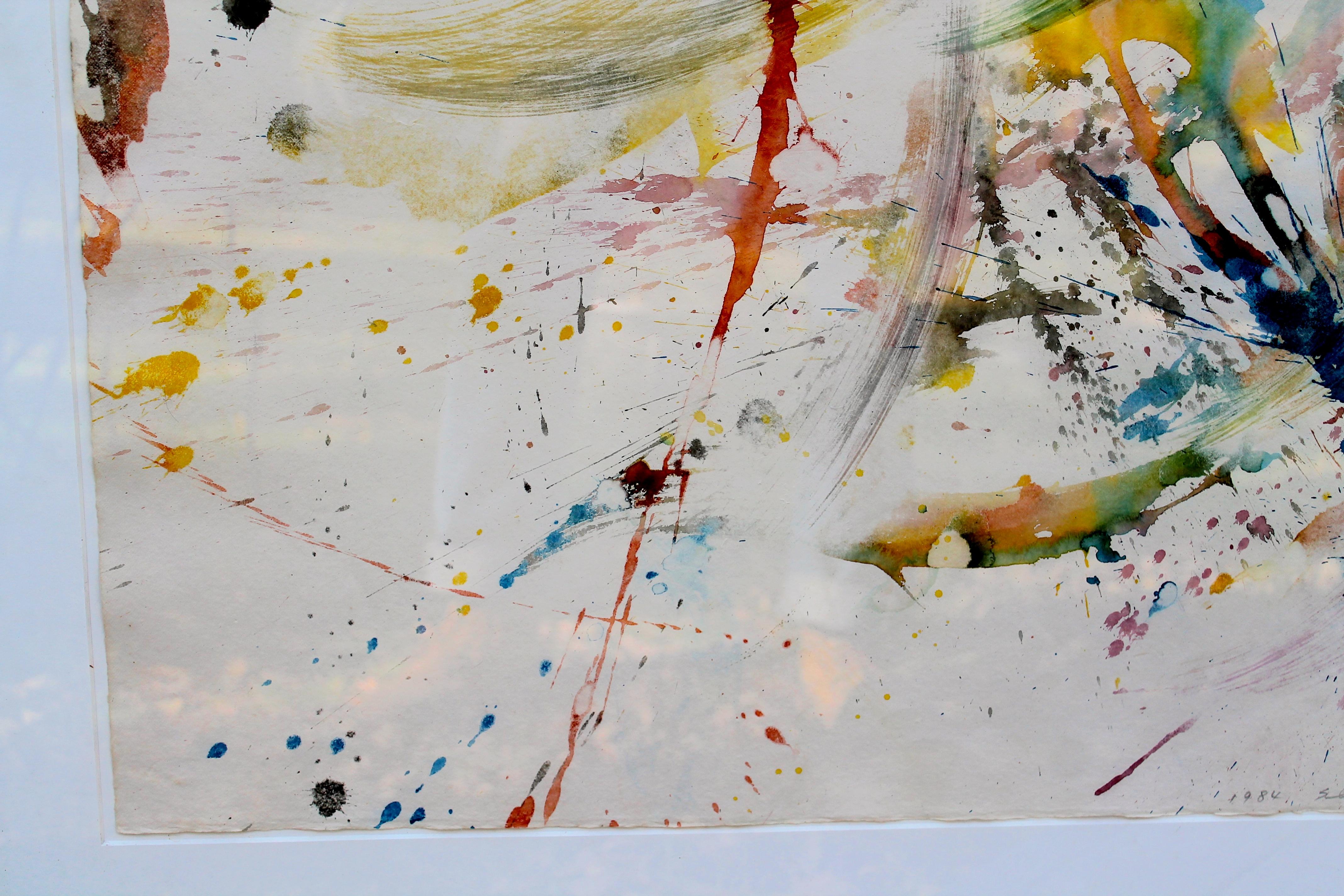 Japanese Shingo Honda  'To White Space' Series Abstract Expressionist Watercolor For Sale