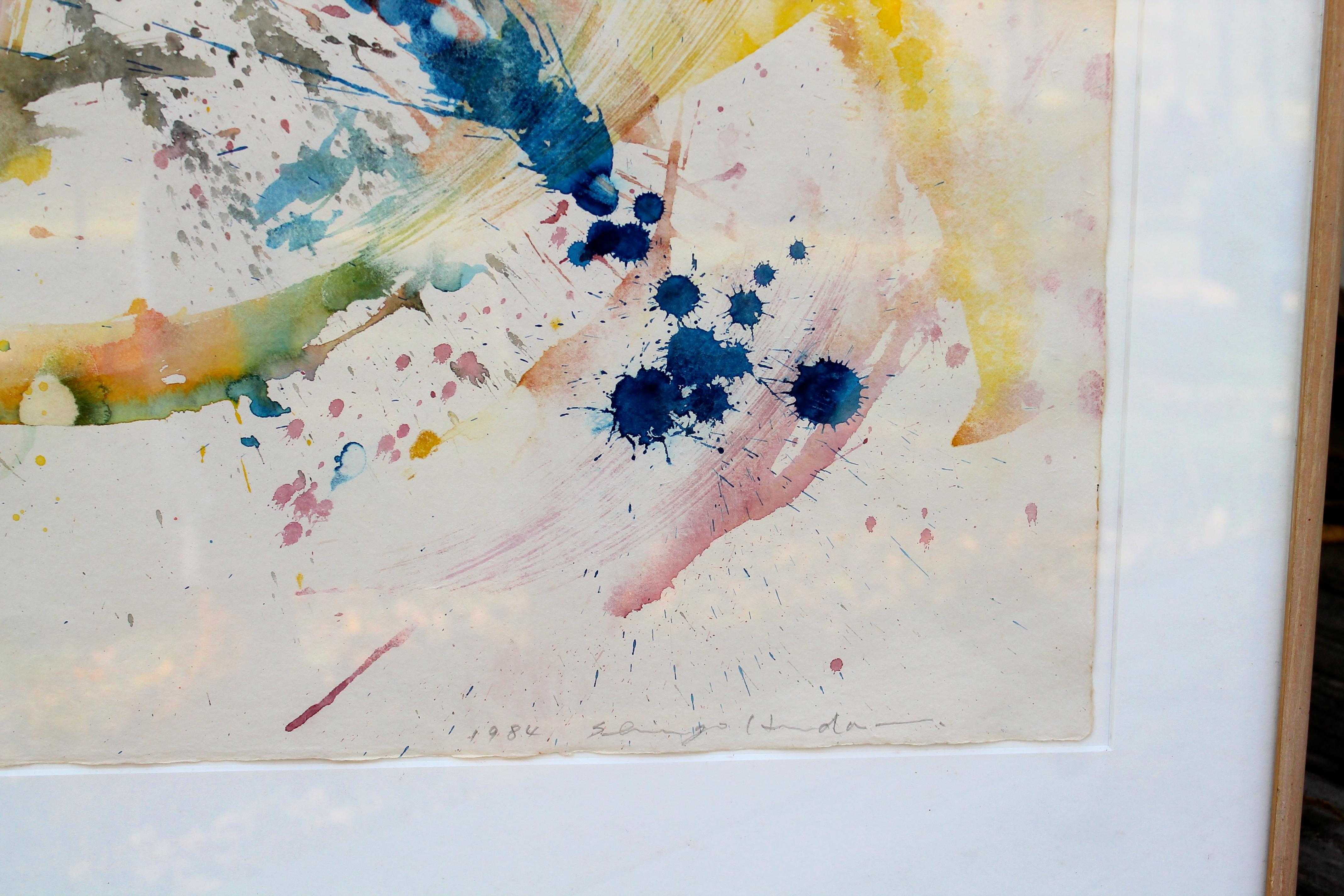 Shingo Honda  'To White Space' Series Abstract Expressionist Watercolor In Excellent Condition For Sale In Sharon, CT