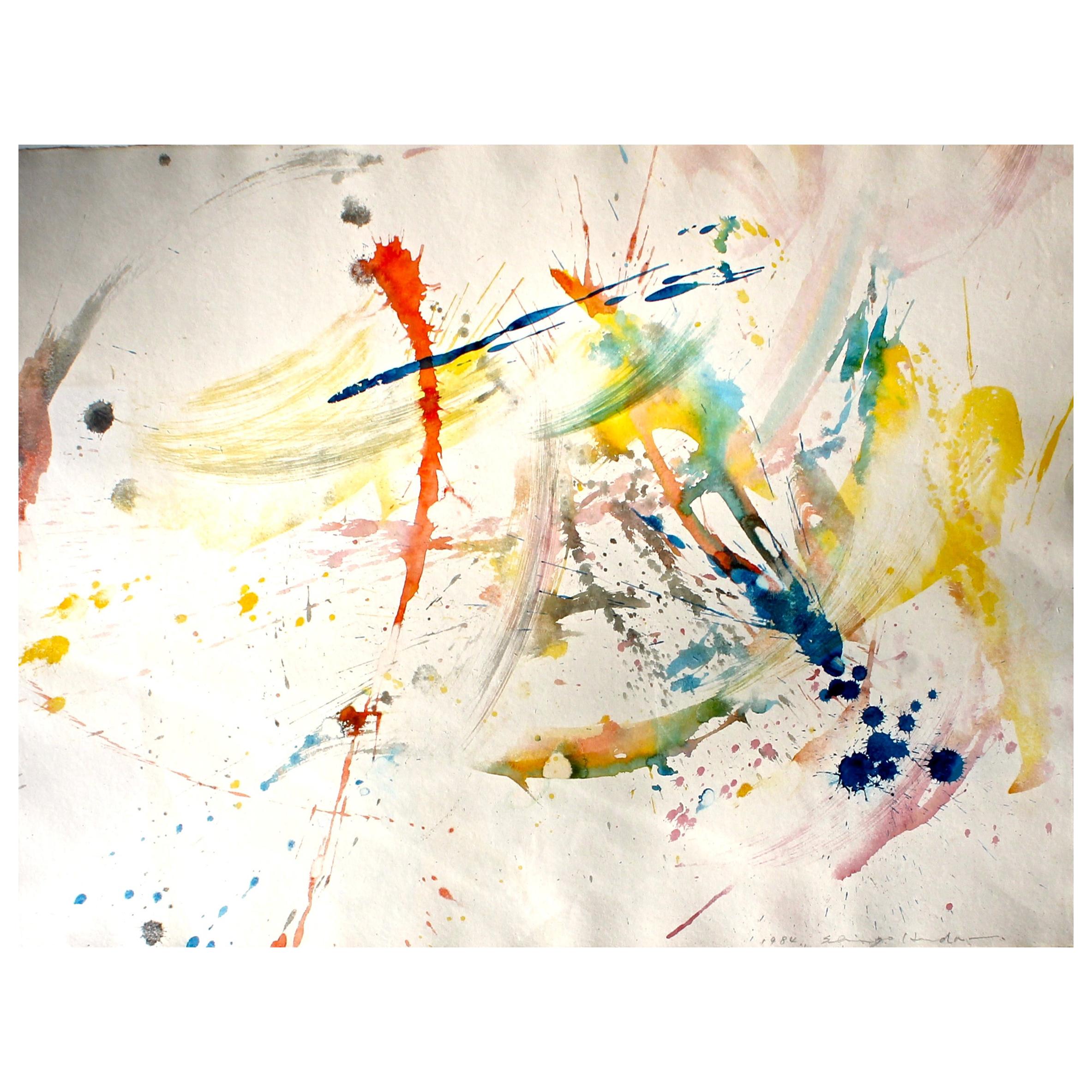 Shingo Honda  'To White Space' Series Abstract Expressionist Watercolor For Sale