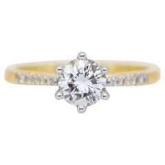 Shining 0.99ct Diamonds Pave Ring in 18k Yellow Gold - IGI Certified