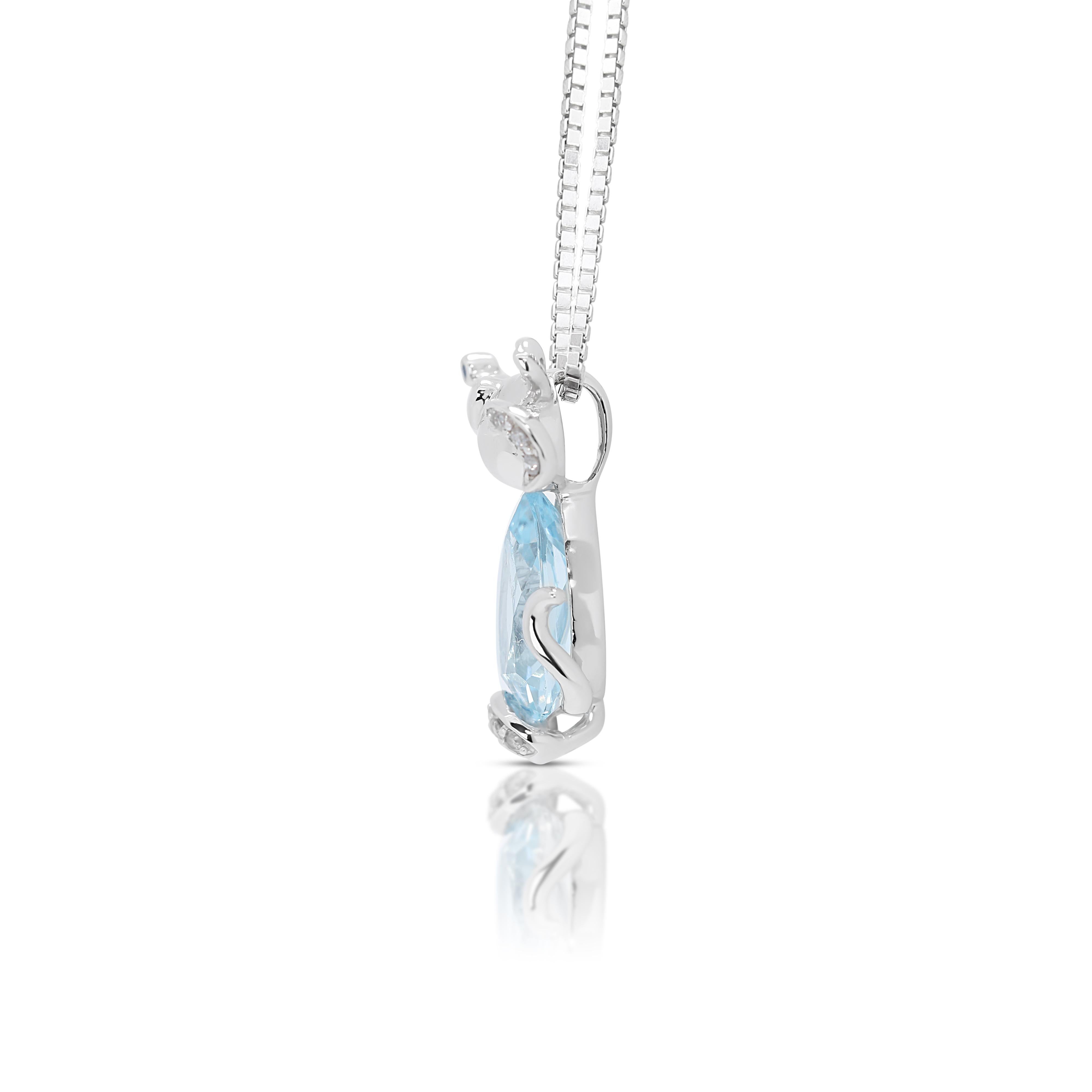 Shining 1.45ct Topaz Pendant w/ Sapphires & Diamonds - (Chain not Included) In Excellent Condition For Sale In רמת גן, IL