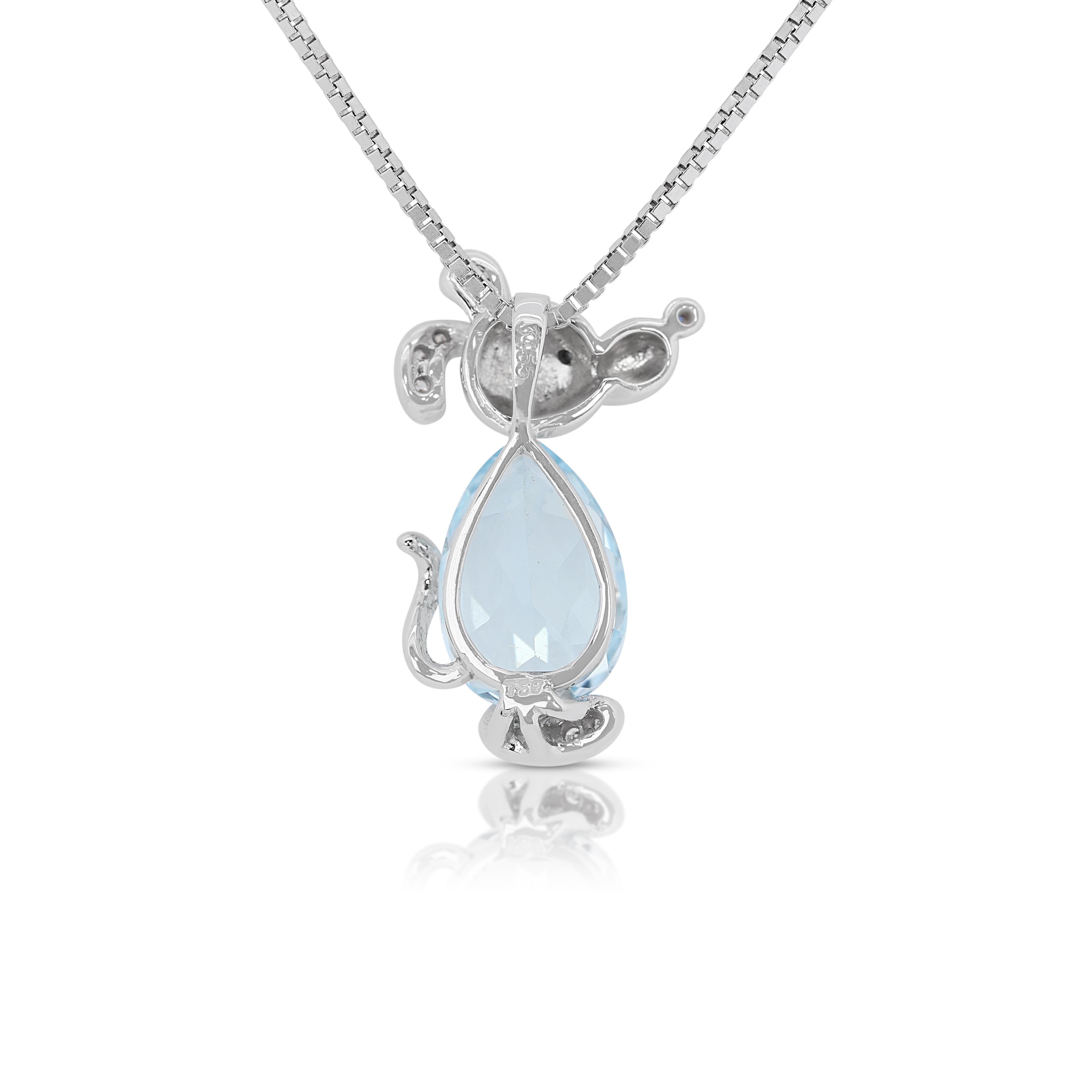 Women's Shining 1.45ct Topaz Pendant w/ Sapphires & Diamonds - (Chain not Included) For Sale