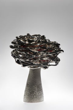 Shining at Night, a Unique Platinum & Glass Tree Sculpture by Remigijus Kriukas