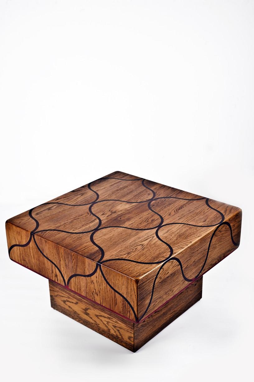 Coffee table from oak with LED ilumination.