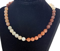 AJD Very Artistic Glittering Multi-color Moonstone&Hessonite Garnet 17" Necklace