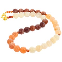AJD Shining Multi-color 17" Moonstone and Hessonite Garnet Necklace