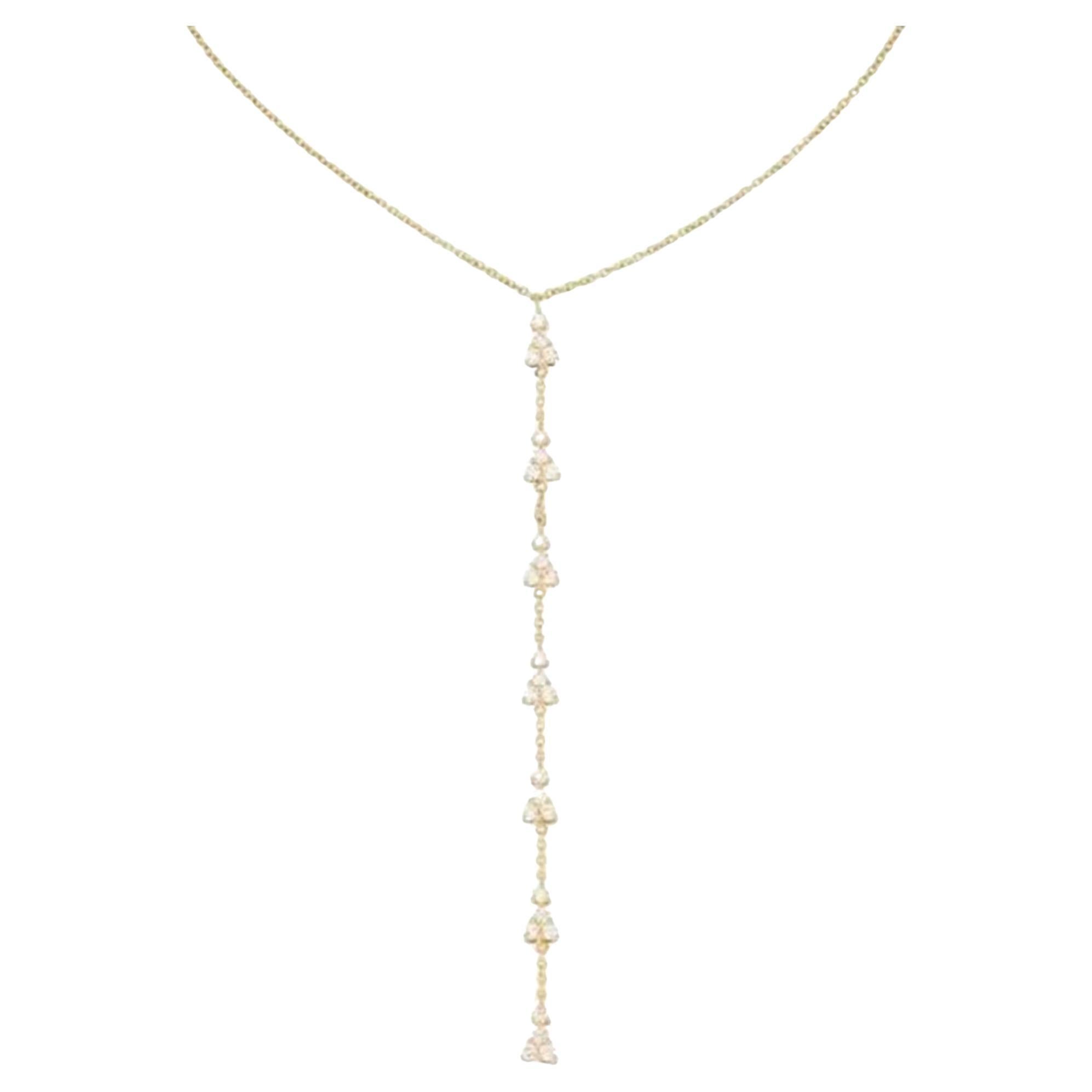 0.76ct Full-Cut Diamond Shining Path 14K Yellow Gold Lariat Necklace