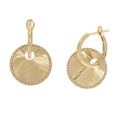 Shining Yellow Gold Sun Ray Diamond Dangle Earrings