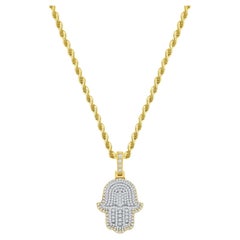 Protective Diamond Charm 14K Gold Hamsa Necklace