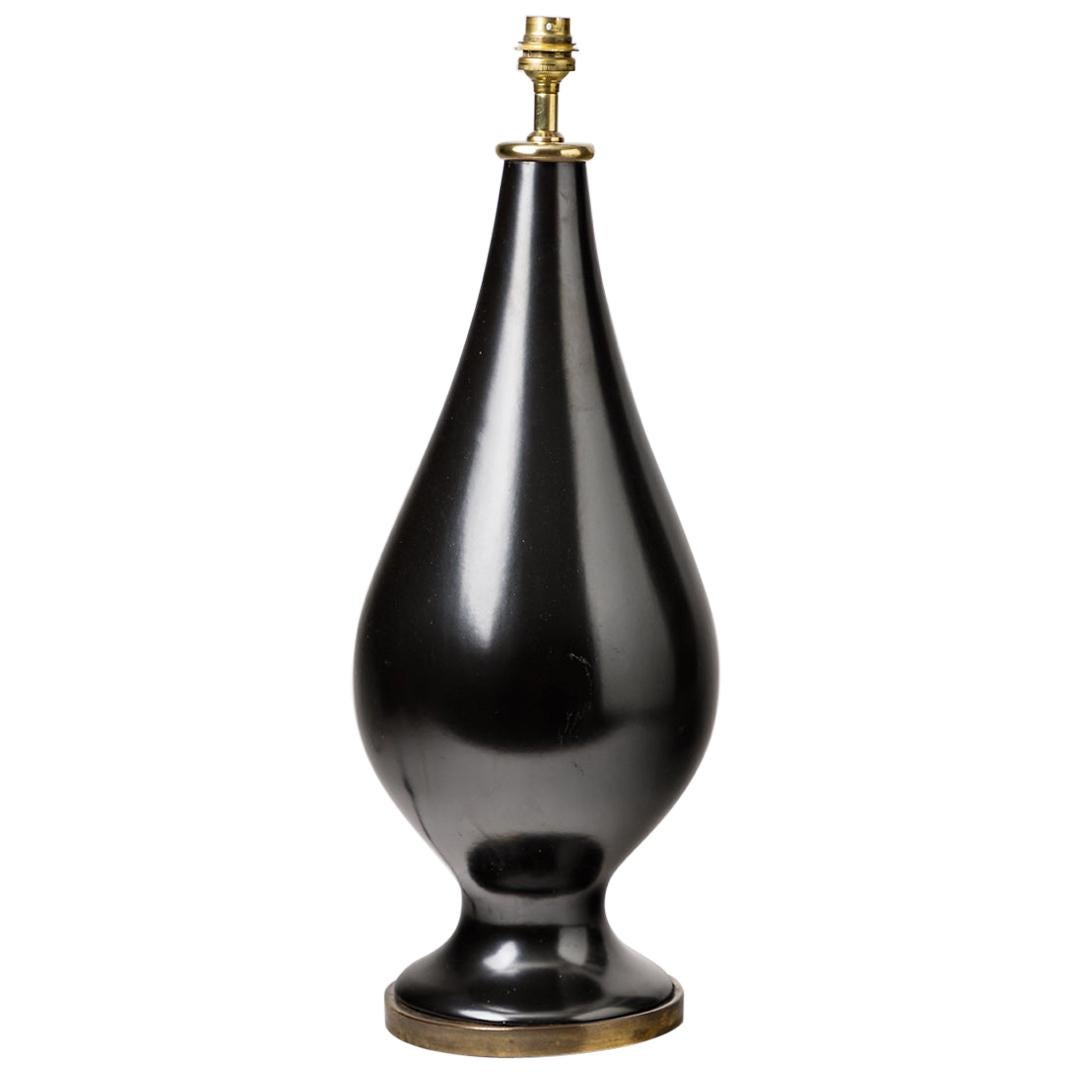 Shinny Black Ceramic Table Lamp Modern 20th Century Freeform Light