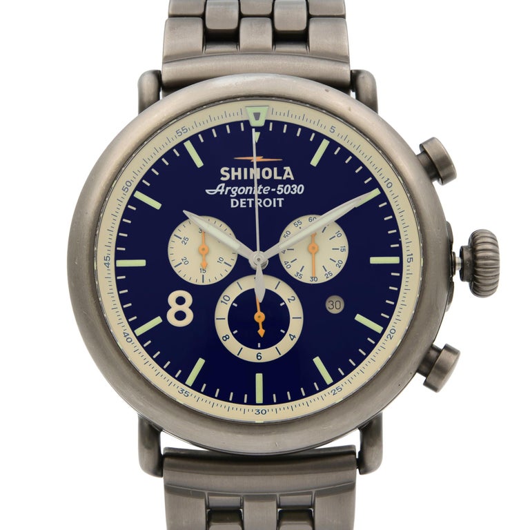 Shinola Runwell Blue Dial Chronograph Steel PVD Quartz Men's Watch