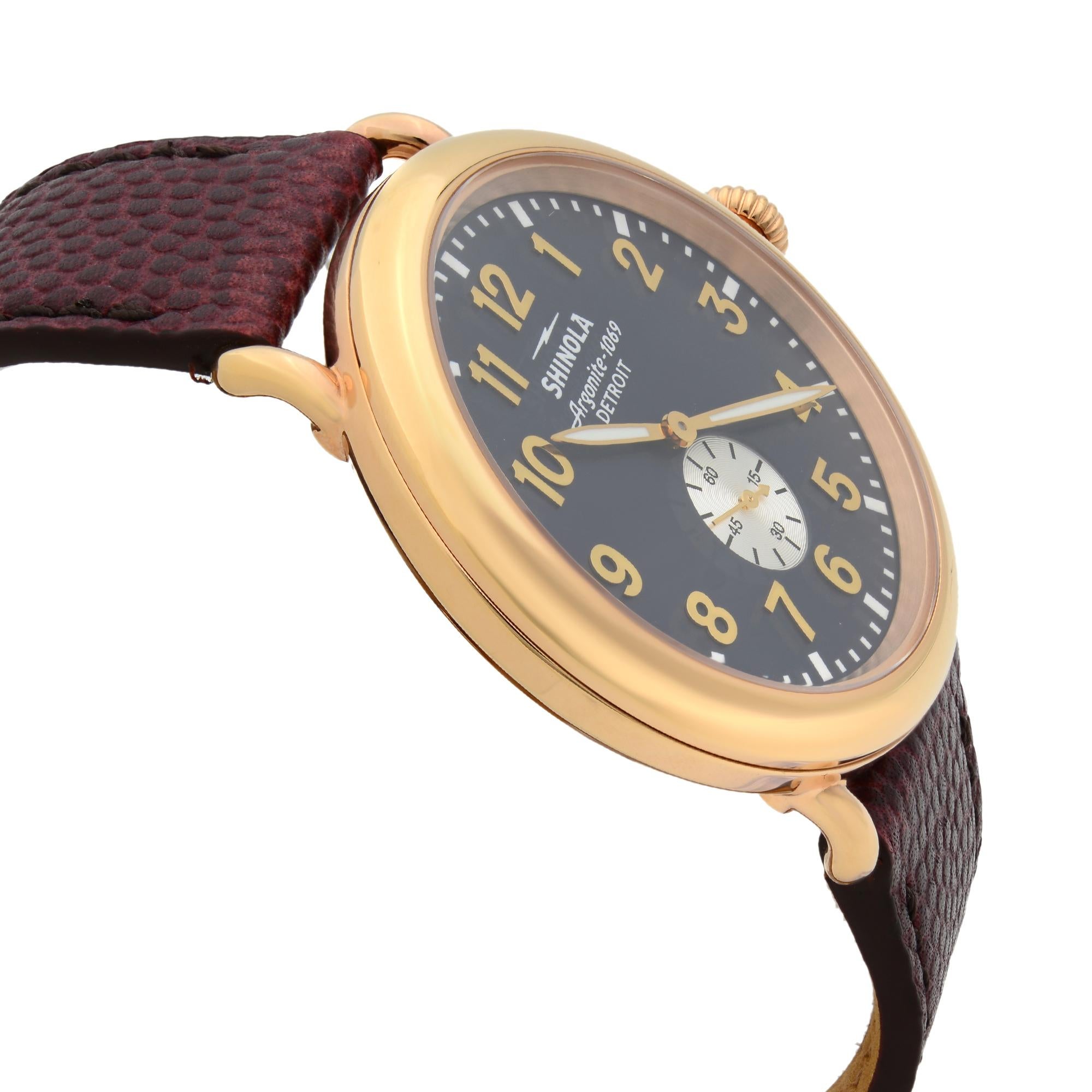 Shinola Runwell Midnight PVD Rose Gold Steel Blue Dial Quartz Watch S0110000168 In Excellent Condition In New York, NY