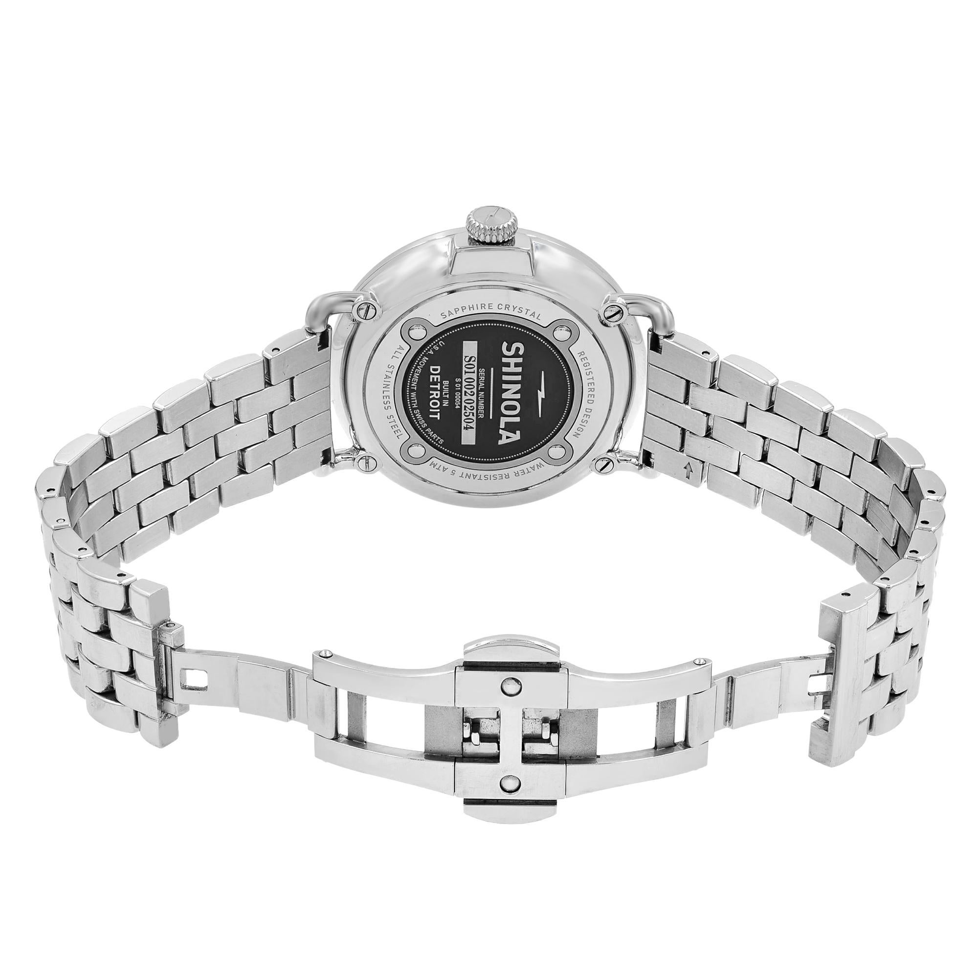 Shinola Runwell Stainless Steel White Arabic Dial Quartz Men's Watch 10000054 1