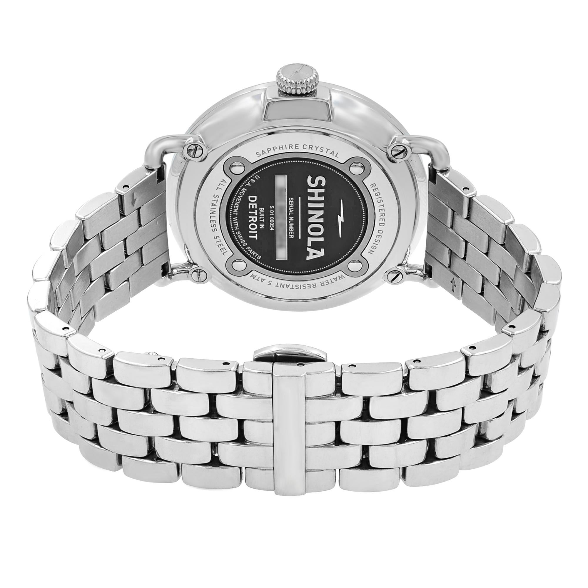 Shinola Runwell Stainless Steel White Arabic Dial Quartz Men's Watch 10000054 2