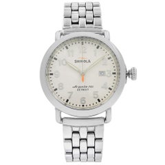 Used Shinola Runwell Stainless Steel White Arabic Dial Quartz Men's Watch 10000054