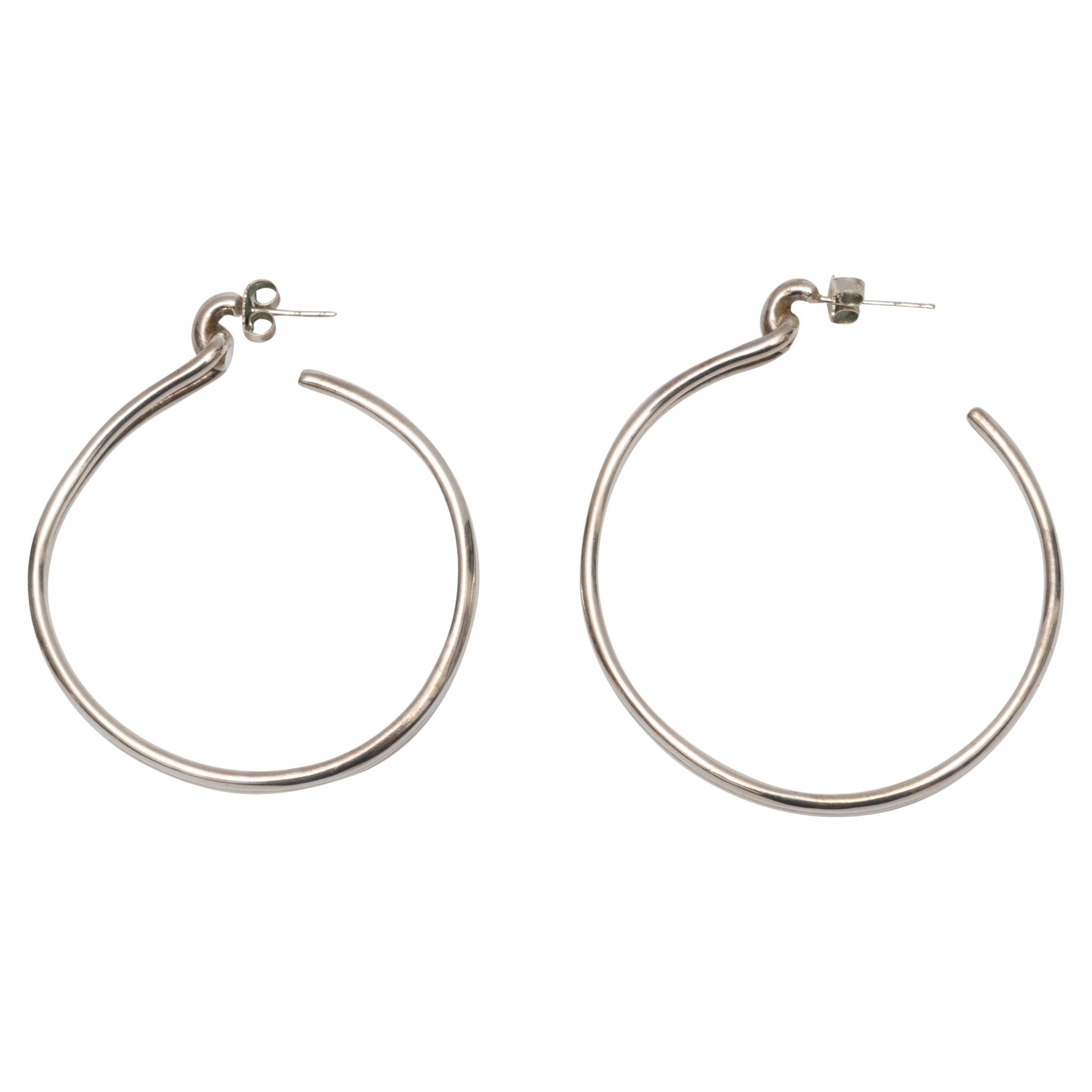 Shinola Silver Pierced Hoop Earrings