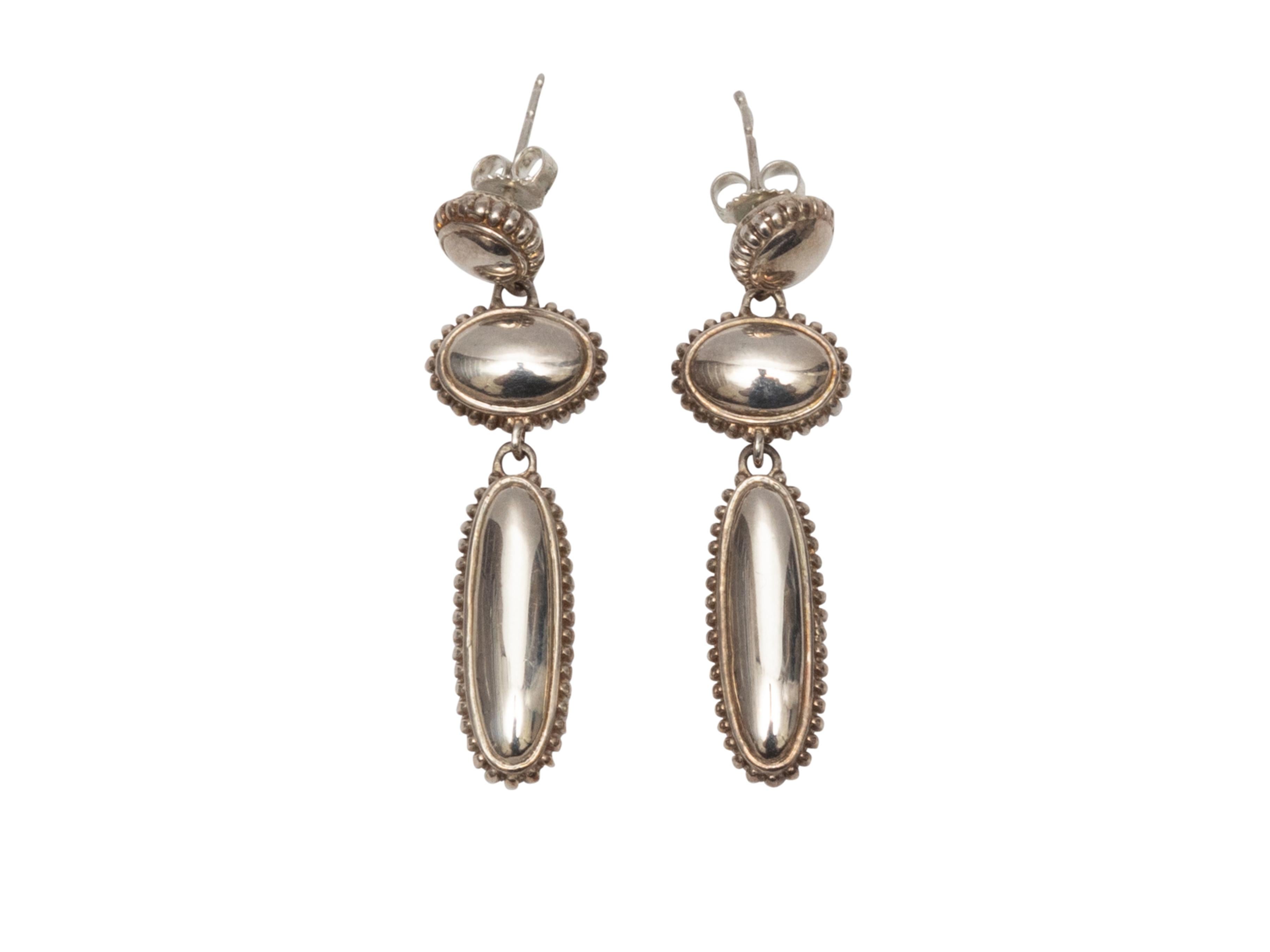 Product Details: Silver segmented pierced drop earrings by Shinola. 0.3