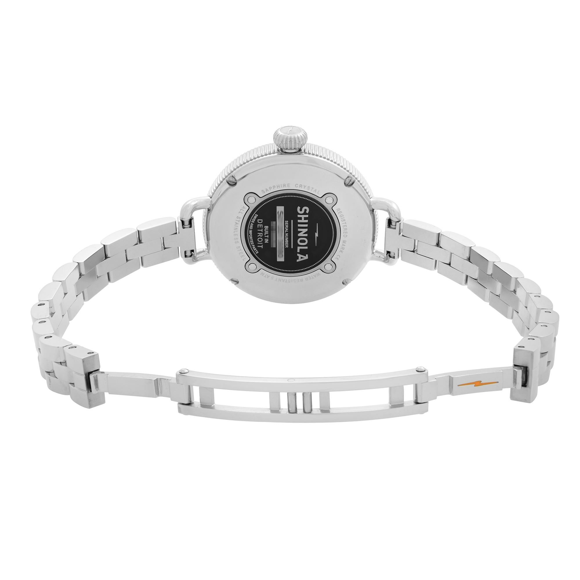 Women's Shinola The Birdy Stainless Steel Pearlized White Dial Ladies Watch S0110000206