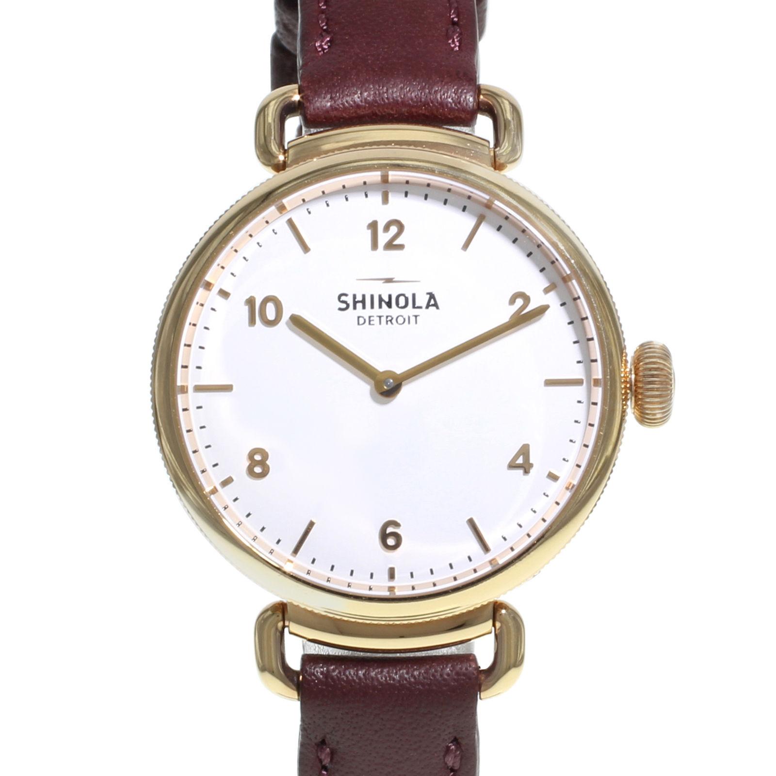 (20729)
This pre-owned Shinola The Canfield 20018133 is a beautiful Ladies timepiece that is powered by a quartz movement which is cased in a stainless steel case. It has a round shape face, no features dial and has hand sticks & numerals style