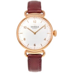 Shinola The Canfield Brown Leather Steel White Dial Ladies Quartz Watch 20018133