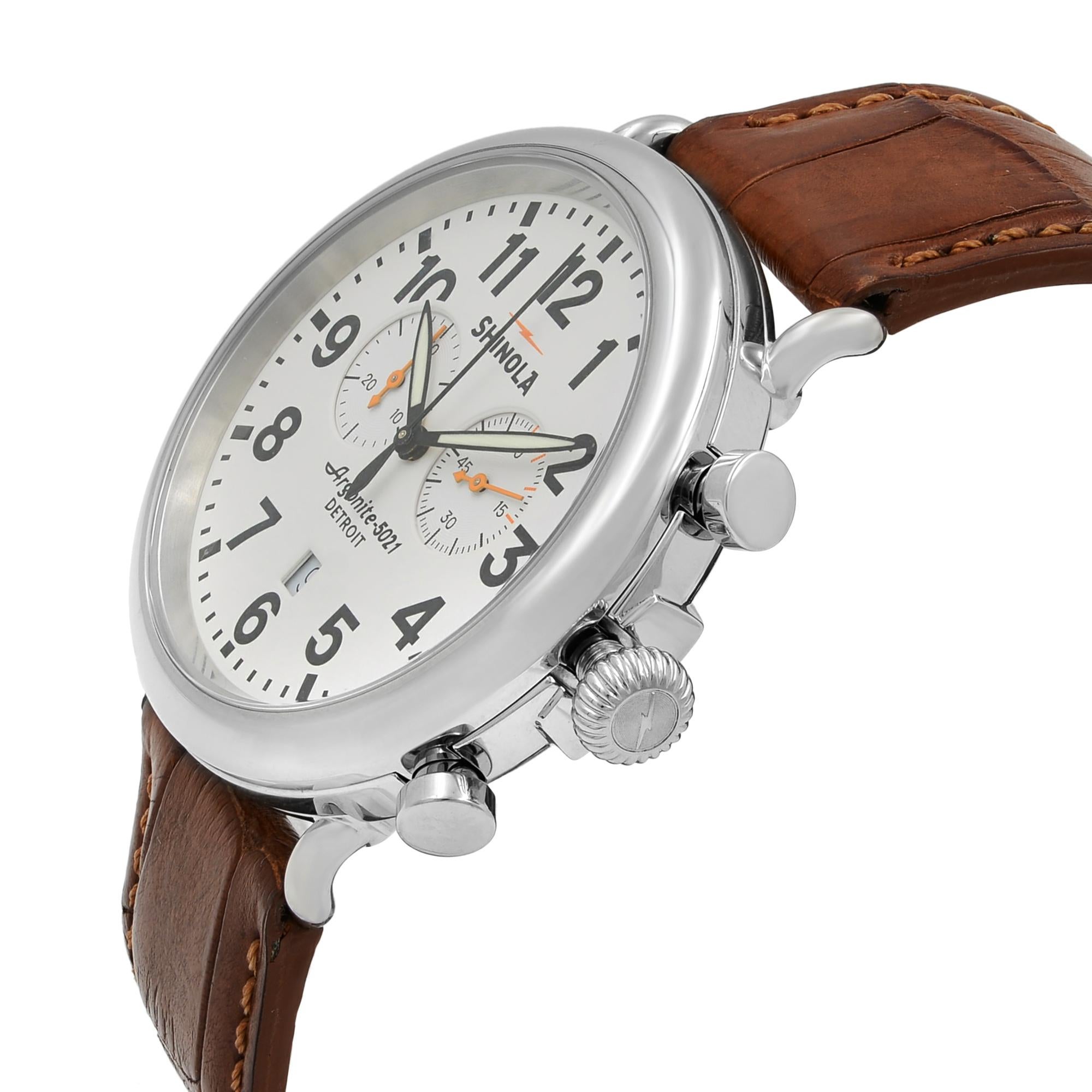 Shinola The Runwell Chrono White Arabic Dial Quartz Men's Watch S0100045 In Good Condition In New York, NY